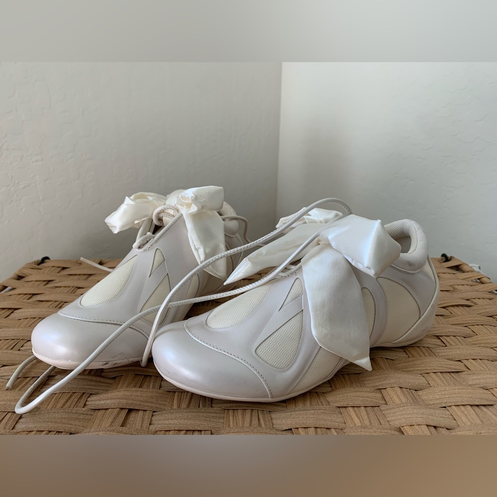 JW PEI White Flats with Ribbon Detail